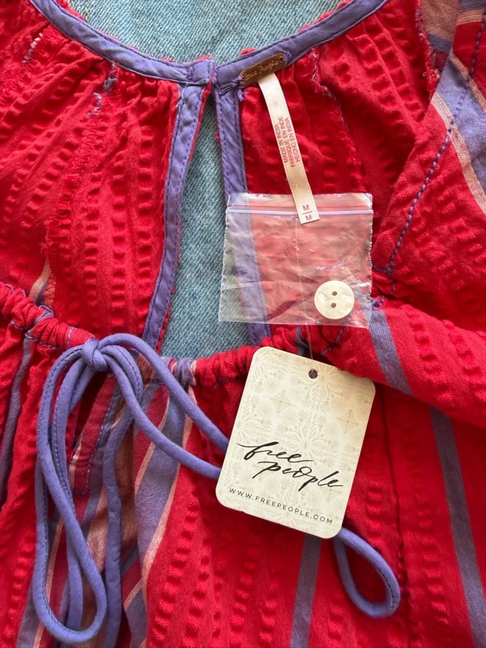 NEW FREE PEOPLE Bop Around Romper in Seaside Stripe Red NWT 🌷 - Picture 4 of 6